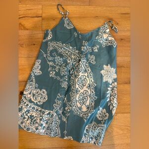 SHEIN Teal and White Paisley Mini Dress